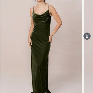 Revelry Skye Olive Green Velvet Dress